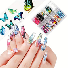 10 Butterfly Nail Foil Transfer Stickers Self Adhesive Art Decals DIY Supplies