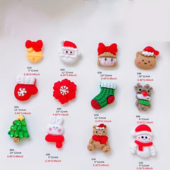 10pcs Christmas Nail Art Charms Resin 3D Snowman Bell Santa Claus Tree Accessory