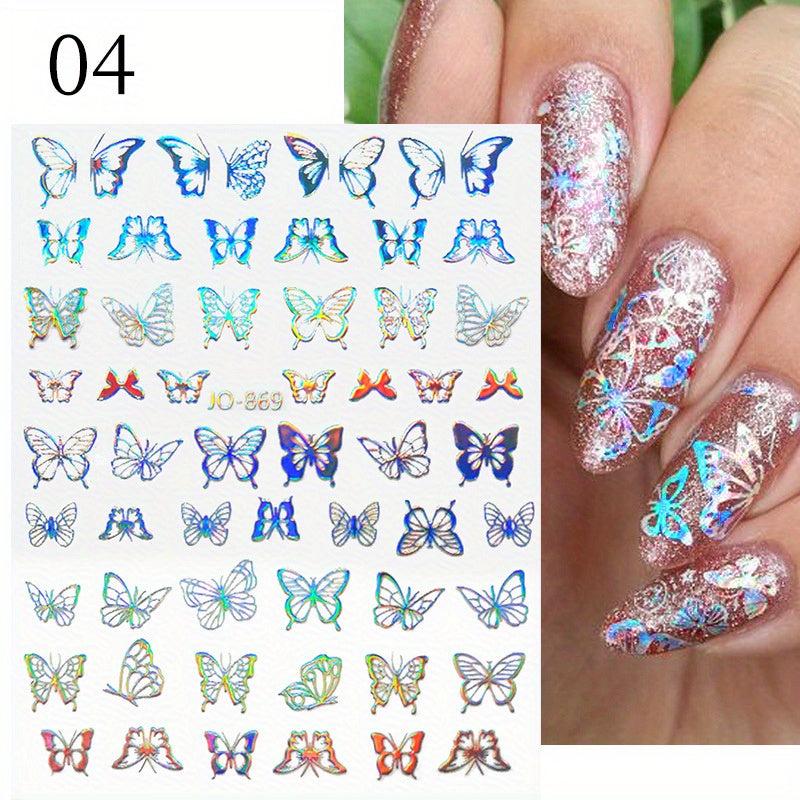 Aurora Holographic Nail Art Stickers 3D Laser Decals for Acrylic Nails