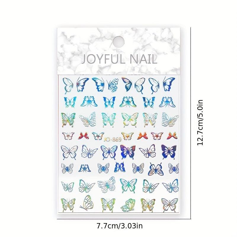 Aurora Holographic Nail Art Stickers 3D Laser Decals for Acrylic Nails