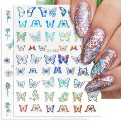 Aurora Holographic Nail Art Stickers 3D Laser Decals for Acrylic Nails