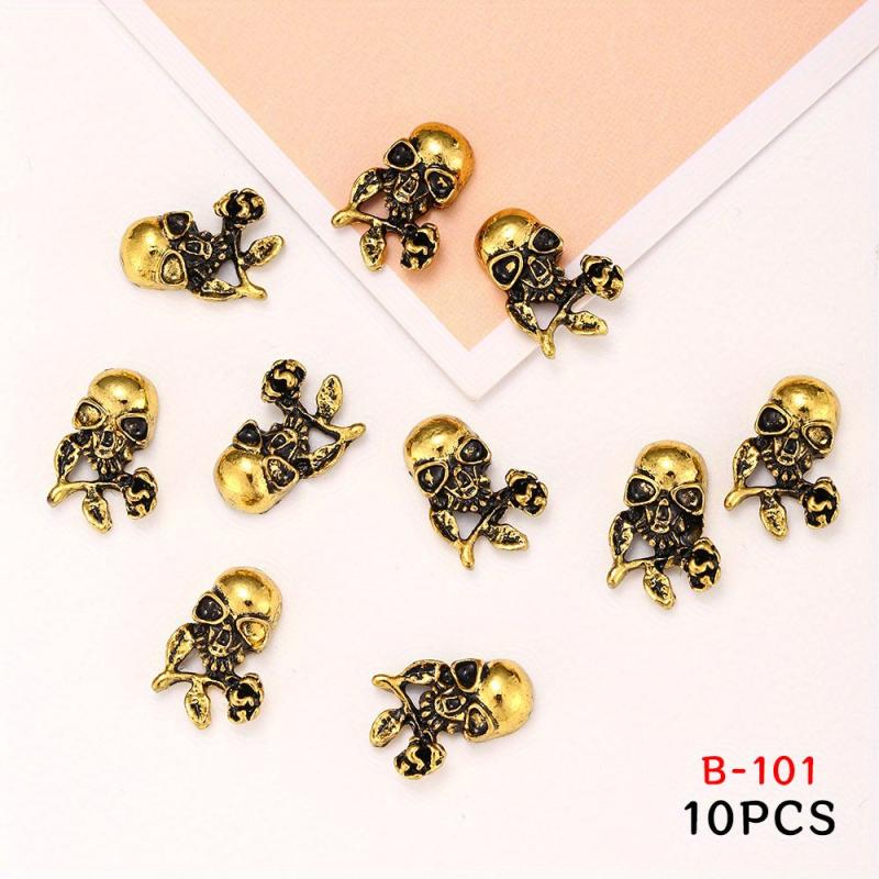 Skull Rose Nail Charms Retro Punk Nail Accessories