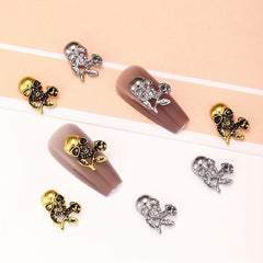 Skull Rose Nail Charms Retro Punk Nail Accessories