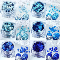 6pcs Ocean Series Nail Glitter Sequins Hexagon Nail Art Flakes
