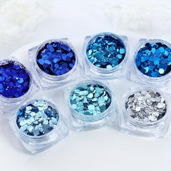 6pcs Ocean Series Nail Glitter Sequins Hexagon Nail Art Flakes