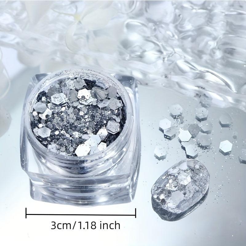 6pcs Ocean Series Nail Glitter Sequins Hexagon Nail Art Flakes