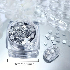 6pcs Ocean Series Nail Glitter Sequins Hexagon Nail Art Flakes