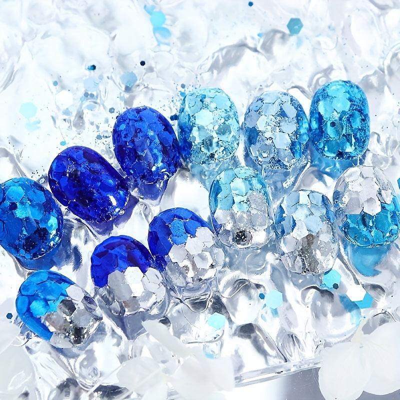 6pcs Ocean Series Nail Glitter Sequins Hexagon Nail Art Flakes