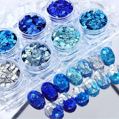 6pcs Ocean Series Nail Glitter Sequins Hexagon Nail Art Flakes