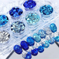 6pcs Ocean Series Nail Glitter Sequins Hexagon Nail Art Flakes
