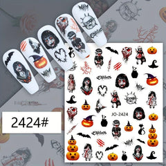 Halloween Nail Art Stickers - Ghost Pumpkin Cat Patterns