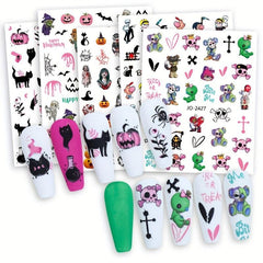 Halloween Nail Art Stickers - Ghost Pumpkin Cat Patterns