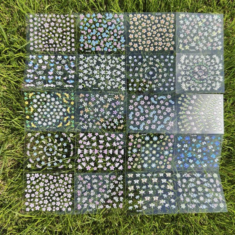 30 Sheets 3D Flower Nail Art Stickers Self Adhesive Colorful Nail Art Decals