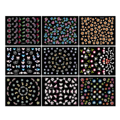 30 Sheets 3D Flower Nail Art Stickers Self Adhesive Colorful Nail Art Decals