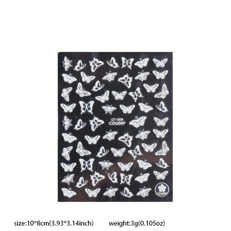 3D Halloween Butterfly Nail Stickers Self Adhesive Decorations