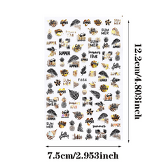 Maple Leaf Nail Art Sticker With Golden Foil - 6 Sheets