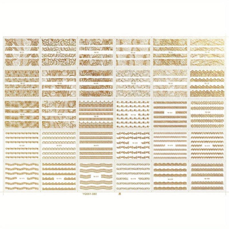 30 Sheets Lace Nail Art Stickers Self Adhesive Flower Nail Art Decals