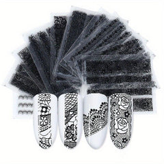 30 Sheets Lace Nail Art Stickers Self Adhesive Flower Nail Art Decals