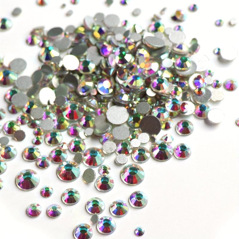AB Crystal Flat Back Clear Nail Rhinestone 3D Flat Bottom Mixed Size