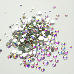 AB Crystal Flat Back Clear Nail Rhinestone 3D Flat Bottom Mixed Size