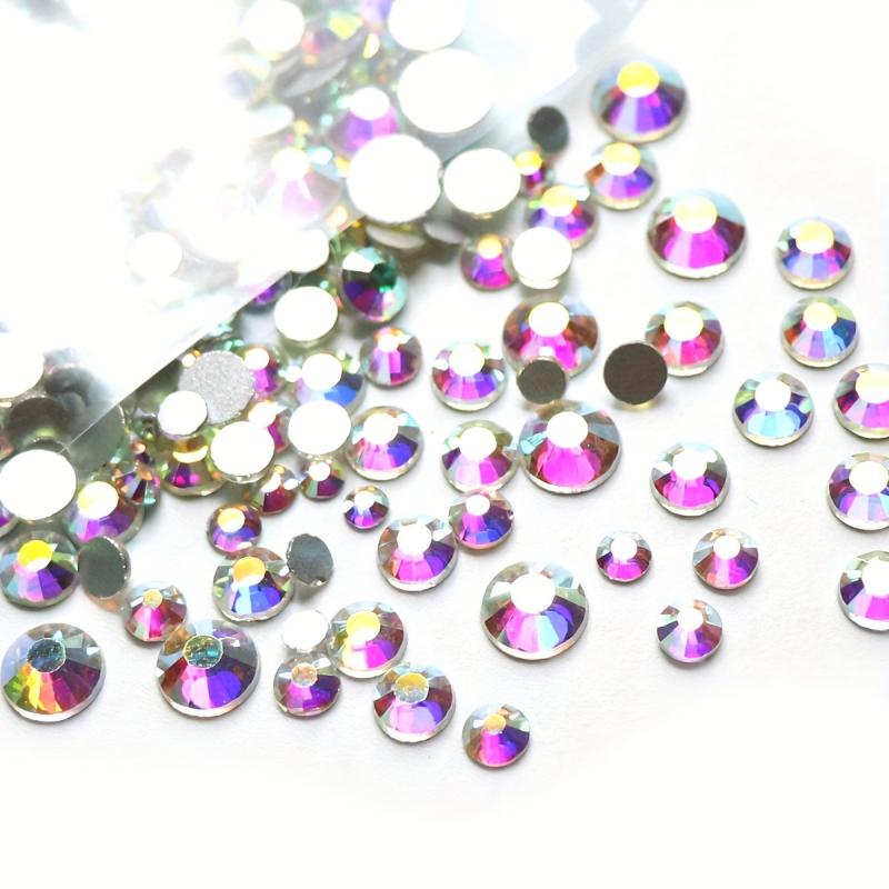 AB Crystal Flat Back Clear Nail Rhinestone 3D Flat Bottom Mixed Size