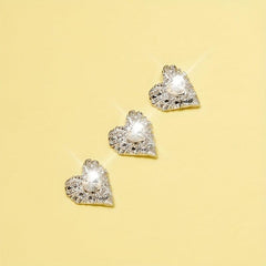 5 pcs 3D Heart Nail Charms Rhinestone Bling Nail Gem Jewels