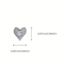 5 pcs 3D Heart Nail Charms Rhinestone Bling Nail Gem Jewels