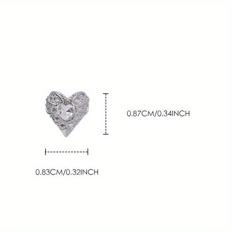 5 pcs 3D Heart Nail Charms Rhinestone Bling Nail Gem Jewels