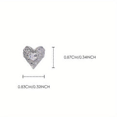 5 pcs 3D Heart Nail Charms Rhinestone Bling Nail Gem Jewels