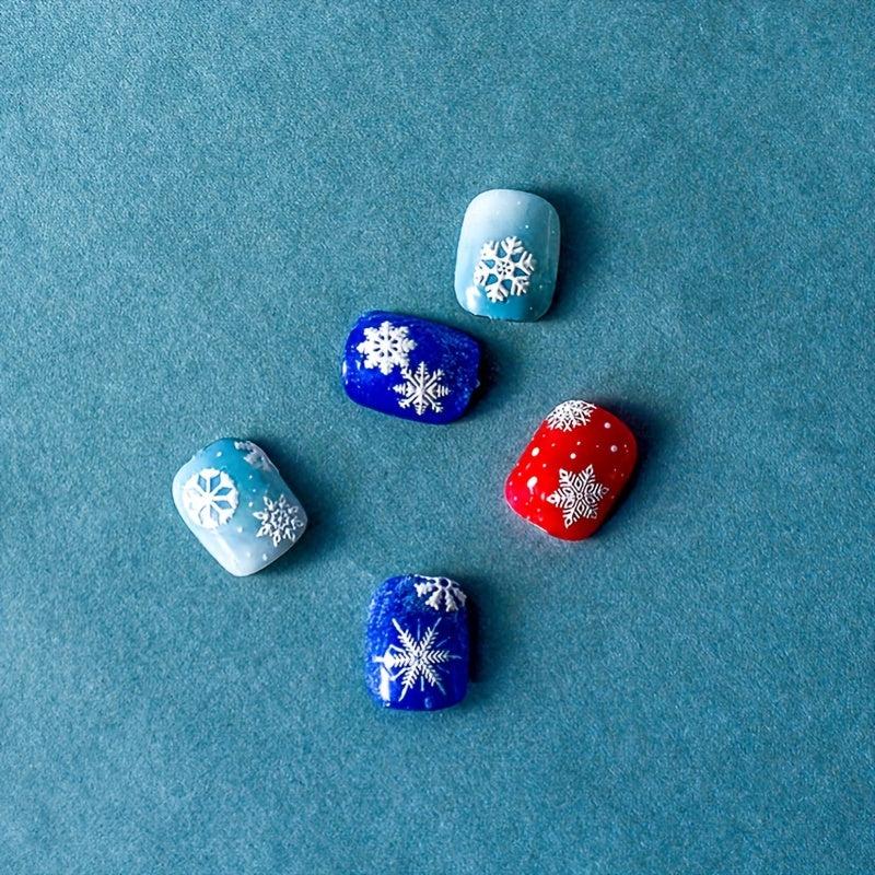 5D Embossed Christmas Nail Art Stickers Snowflake Decals