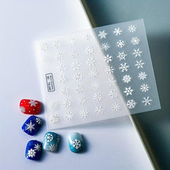 5D Embossed Christmas Nail Art Stickers Snowflake Decals