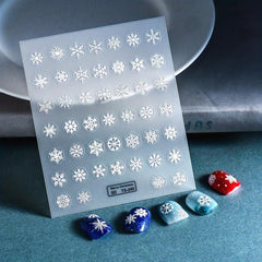 5D Embossed Christmas Nail Art Stickers Snowflake Decals