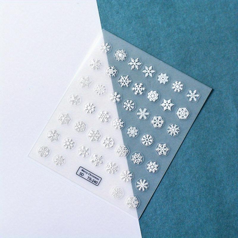 5D Embossed Christmas Nail Art Stickers Snowflake Decals