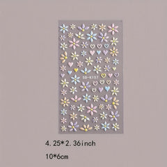 2 Sheets 5D Embossed Sunflower Nail Stickers Self Adhesive Flower Nail Art Decal