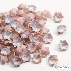 10 Pcs Aurora Mocha Pink Rhinestones Nail Art Pointed Bottom