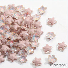 10 Pcs Aurora Mocha Pink Rhinestones Nail Art Pointed Bottom
