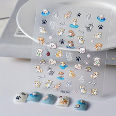 5D Embossed Animal Art Stickers Dog Cat Cake & Pig Designs Nail Supplies