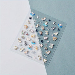 5D Embossed Animal Art Stickers Dog Cat Cake & Pig Designs Nail Supplies
