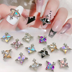 2pcs 3D Heart Planet Nail Charms With Rhinestones