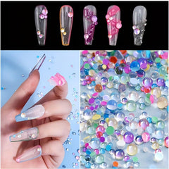 300 Pcs Glass Beads Pearls Half Round Pearls Assorted Sizes Flatback Pearl Beads