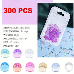 300 Pcs Glass Beads Pearls Half Round Pearls Assorted Sizes Flatback Pearl Beads