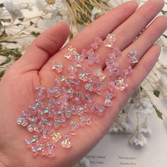 100pcs Nail Charms Rhinestone Bow Bear Heart Sparkling Resin Decor