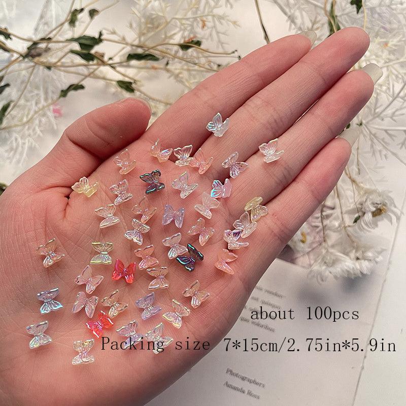 100pcs Nail Charms Rhinestone Bow Bear Heart Sparkling Resin Decor