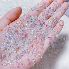 100pcs Nail Charms Rhinestone Bow Bear Heart Sparkling Resin Decor