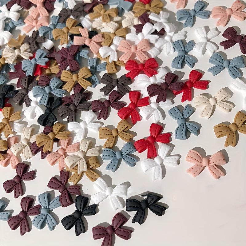 100pcs Nail Charms Rhinestone Bow Bear Heart Sparkling Resin Decor