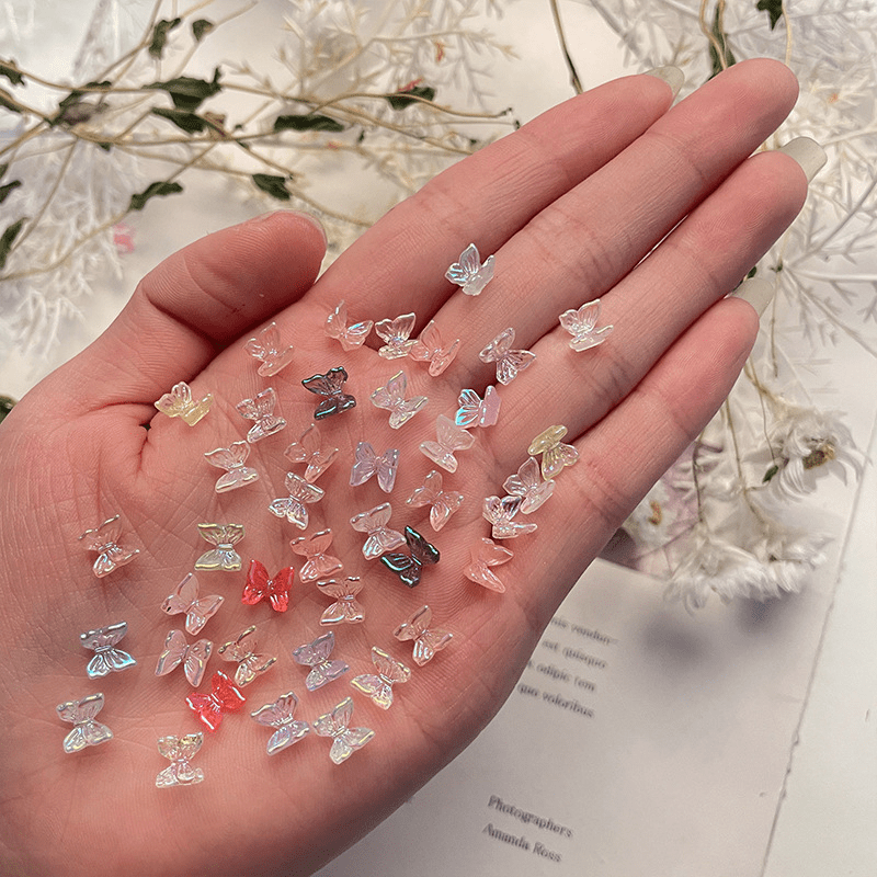 100pcs Nail Charms Rhinestone Bow Bear Heart Sparkling Resin Decor
