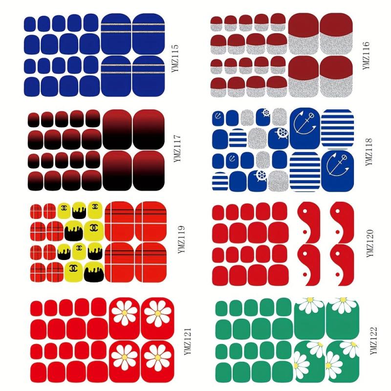 Glitter Toe Nail Stickers - 8 Sheets Pack