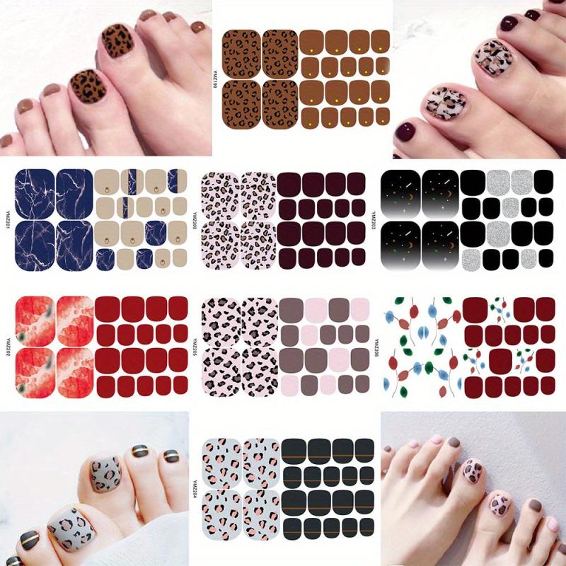 8 Sheets Toenail Polish Strips Toe Nail Art Stickers Decal Nails Wraps