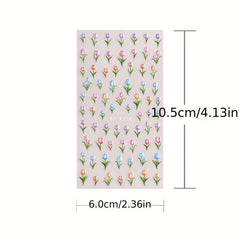 5D Embossed Tulip Flower Nail Art Stickers Decals, Self Adhesive Nail Decoration