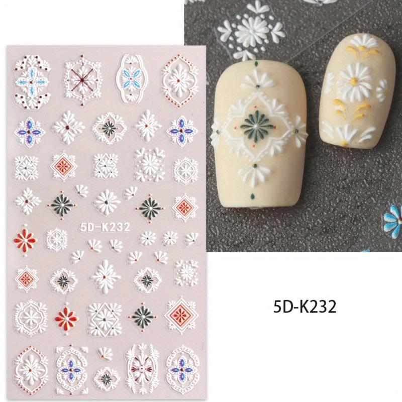 5D Embossed Tulip Flower Nail Art Stickers Decals, Self Adhesive Nail Decoration